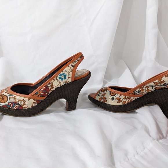 Pink Studio Meryl orange floral heels - Picture 3 of 5